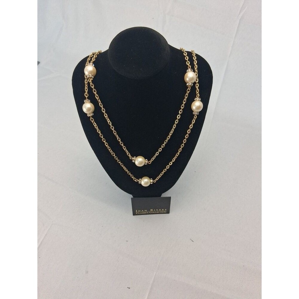 Joan Rivers Classics Collection Gold Chain Faux Pearl Rhinestone Necklace - Picture 3 of 10